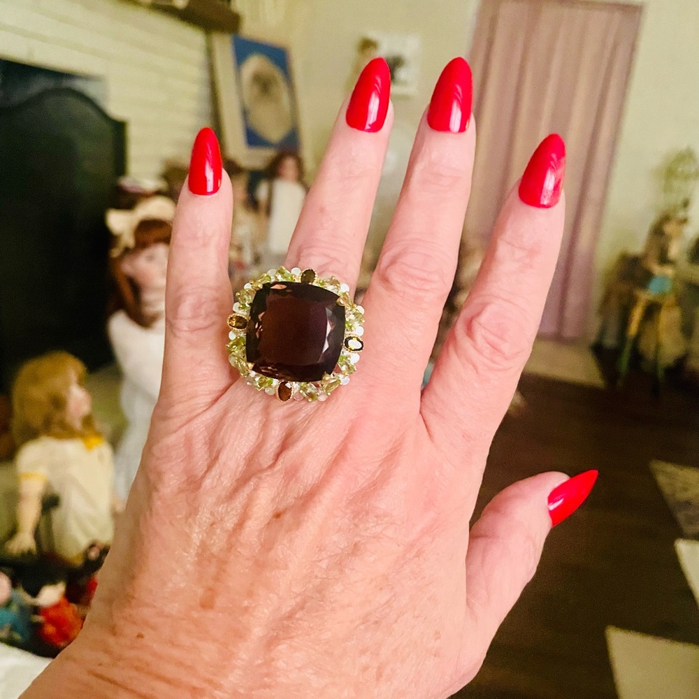Smokey topaz sterling silver ring